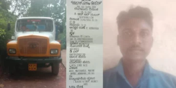 ಹೆಲ್ಮೆಟ್ ಹಾಕಿಲ್ಲವೆಂದು ಟಿಪ್ಪರ್ ಲಾರಿ ಚಾಲಕನಿಗೆ 500 ರೂ. ದಂಡ