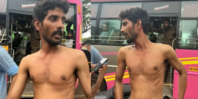 ಬಸ್ನಲ್ಲಿ ತೆರಳುತ್ತಿದ್ದ ಯುವತಿಯ ಜೊತೆ ಅಸಭ್ಯವಾಗಿ ವರ್ತಿಸಿದ್ದ ಯುವಕನಿಗೆ ಧರ್ಮದೇಟು