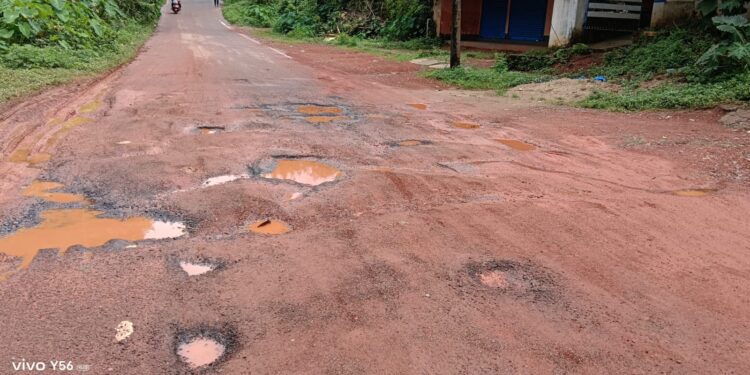 ಬಲ್ನಾಡ್ ರಸ್ತೆ ಕರ್ಕುoಜದಲ್ಲಿ ನೀರು ಡಾಮರು ರಸ್ತೆಗೆ ಬಿಡುದರಿಂದ ಹೊಂಡಗುಂಡಿ