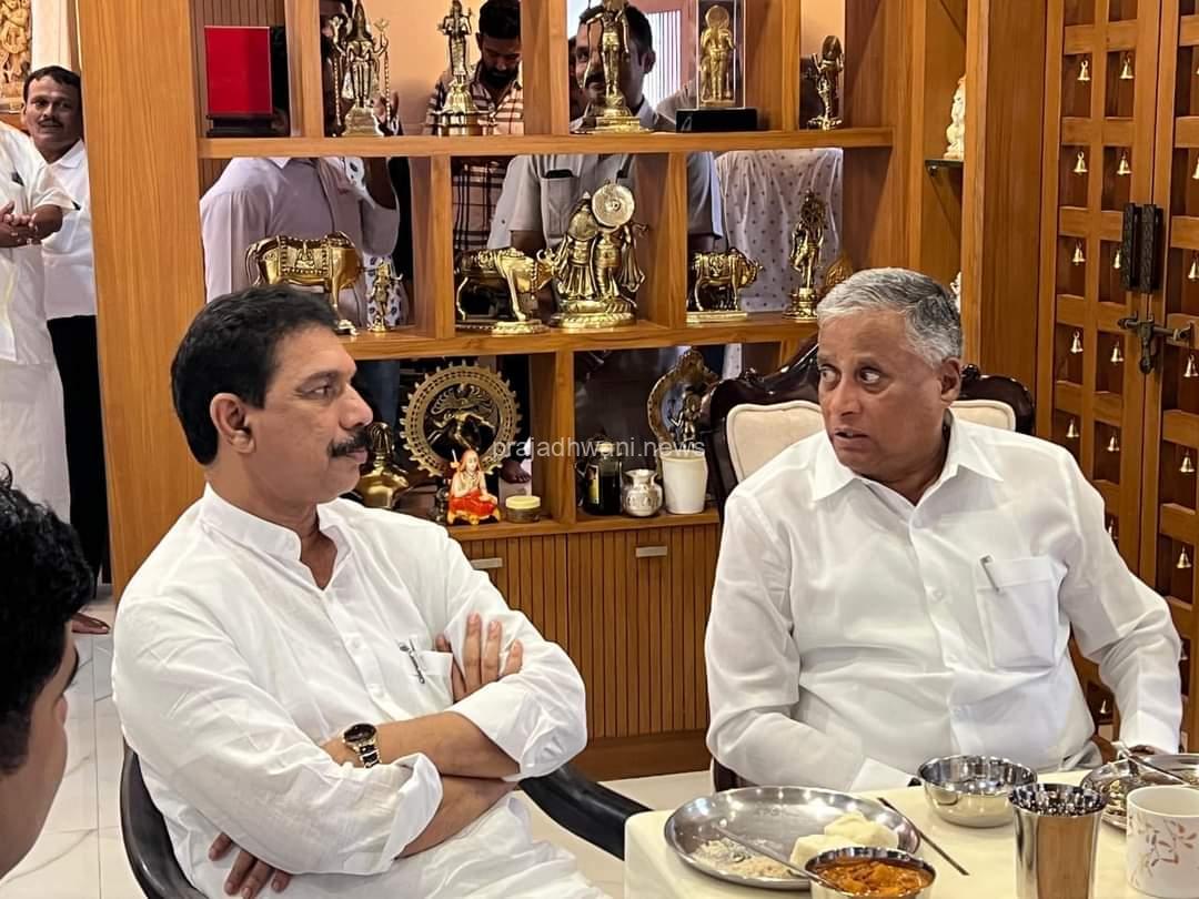 ಮಂಗಳೂರು: ಬಿಜೆಪಿ ಮಾಜಿ ರಾಜ್ಯಾಧ್ಯಕ್ಷ ನಳೀನ್ ಕುಮಾರ್ ನಿವಾಸಕ್ಕೆ ಭೇಟಿ ನೀಡಿದ ಕೇಂದ್ರ ಸಚಿವ ವಿ. ಸೋಮಣ್ಣ