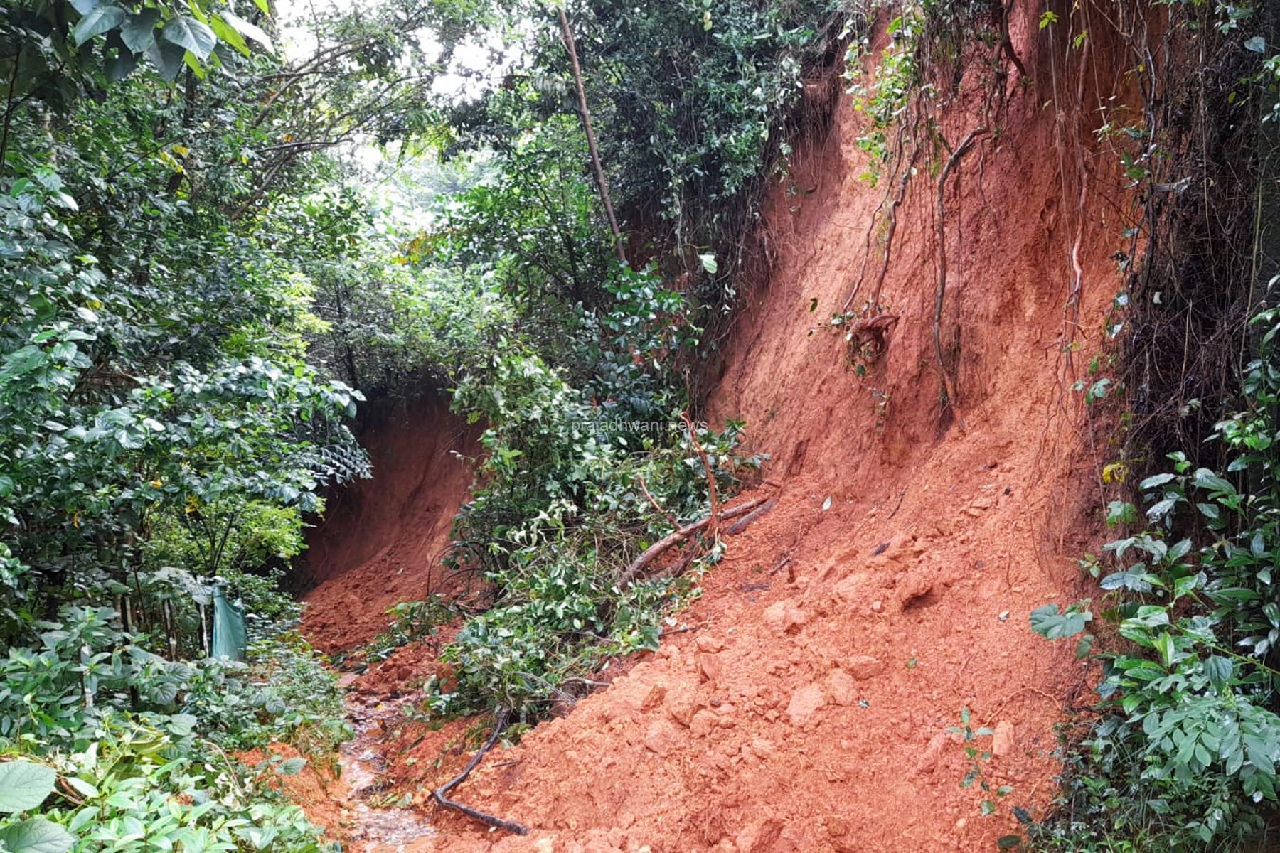 ಪುತ್ತೂರು: ಚಿಕ್ಕಮುಡ್ನೂರು ಏಕ – ಕಾಯರ್ತಡಿ ರಸ್ತೆಗೆ ದರೆ ಕುಸಿತ.