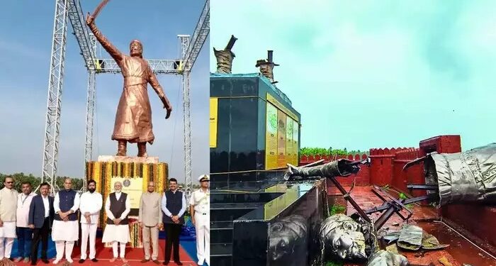 ಕಾರ್ಕಳ ಪರಶುರಾಮನ ಮೂರ್ತಿ ಬೆನ್ನಲ್ಲೇ, ಈಗ ಪ್ರಧಾನಿ ಮೋದಿ ಉದ್ಘಾಟಿಸಿದ್ದ 35 ಅಡಿಯ ಶಿವಾಜಿ ಪ್ರತಿಮೆ ಪತನ!