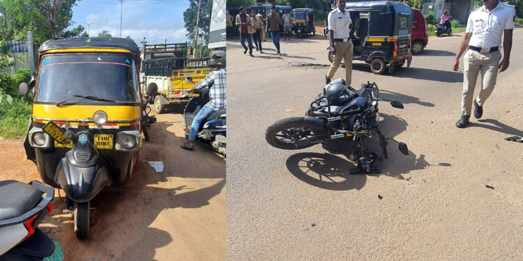 ಪುತ್ತೂರು: ಕೇಪುಳ್ ಜಂಕ್ಷನ್ ಬಳಿ ರಿಕ್ಷಾ ಮತ್ತು ಬೈಕ್ ಡಿಕ್ಕಿ