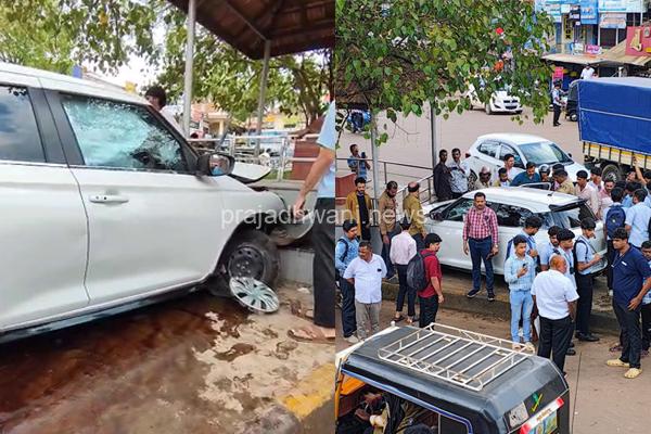 ಪುತ್ತೂರು: ಬೈಕ್ ಗೆ ಡಿಕ್ಕಿಯಾಗಿ ದರ್ಬೆ ದೇವರ ಕಟ್ಟೆಗೆ ಗುದ್ದಿದ ಕಾರು ಗಂಭೀರ ಗಾಯ!