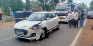 ಪುತ್ತೂರು ನಗರದ ಮಂಜಲ್ಪಡ್ಪುವಿನಲ್ಲಿ ಸರಣಿ ಅಪಘಾತ