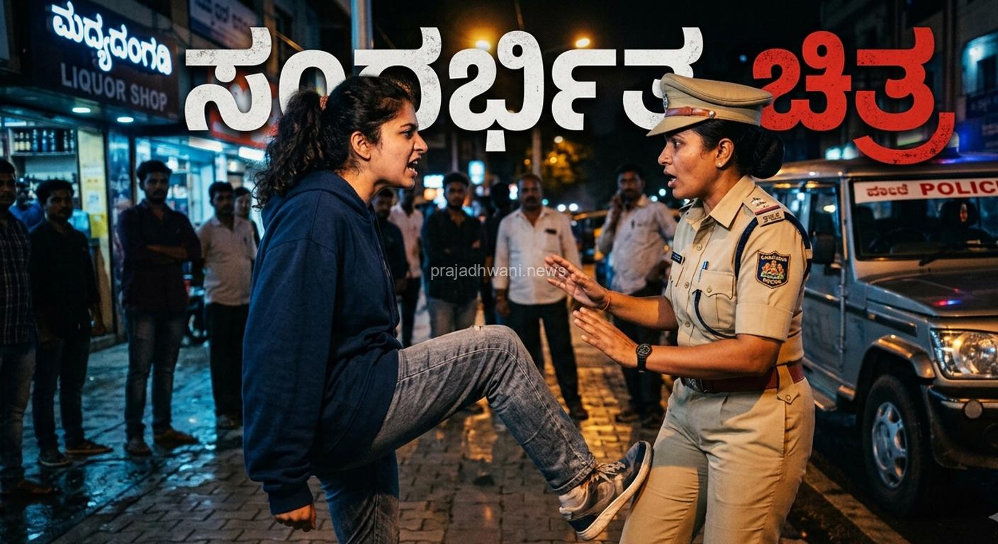 ಎಣ್ಣೆ ಕಿಕ್ನಲ್ಲಿ ಮಹಿಳಾ PSIಗೇ ಕಾಲಿನಿಂದ ಒದ್ದು ಅವಾಚ್ಯ ಶಬ್ದಗಳಿಂದ ನಿಂದಿಸಿದ ಯುವತಿ