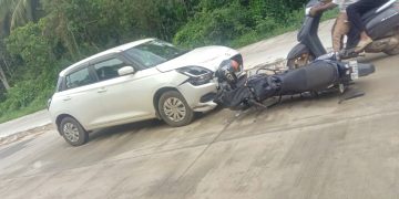 ಪುತ್ತೂರು: ಸೇಡಿಯಾಪು ಟರ್ನ್ ನಲ್ಲಿ ಬೈಕ್ ಮತ್ತು ಕಾರ್ ಡಿಕ್ಕಿ