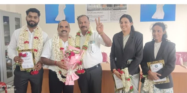 ಪುತ್ತೂರು: ವಕೀಲರ ಸಂಘದ ಚುನಾವಣೆ ಅಧ್ಯಕ್ಷ ಸಂತೋಷ್ ಕುಮಾರ್ ಕೆ, ಕಾರ್ಯದರ್ಶಿಯಾಗಿ ಸ್ವಾತಿ ಜಗನ್ನಾಥ ರೈ ಆಯ್ಕೆ